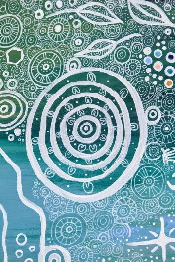 Closeup of section of Always painting by Kirsten Clarke.