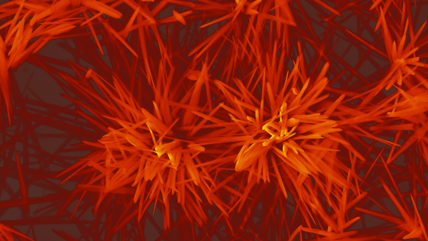 Scans of linear wires forming together to create floral shapes
