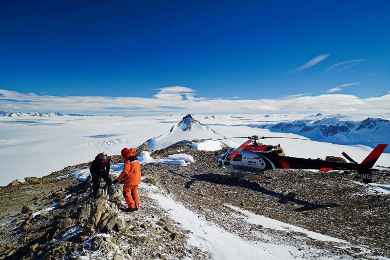 A view of the Navigator Nunatak where geologists are collecting rock samples