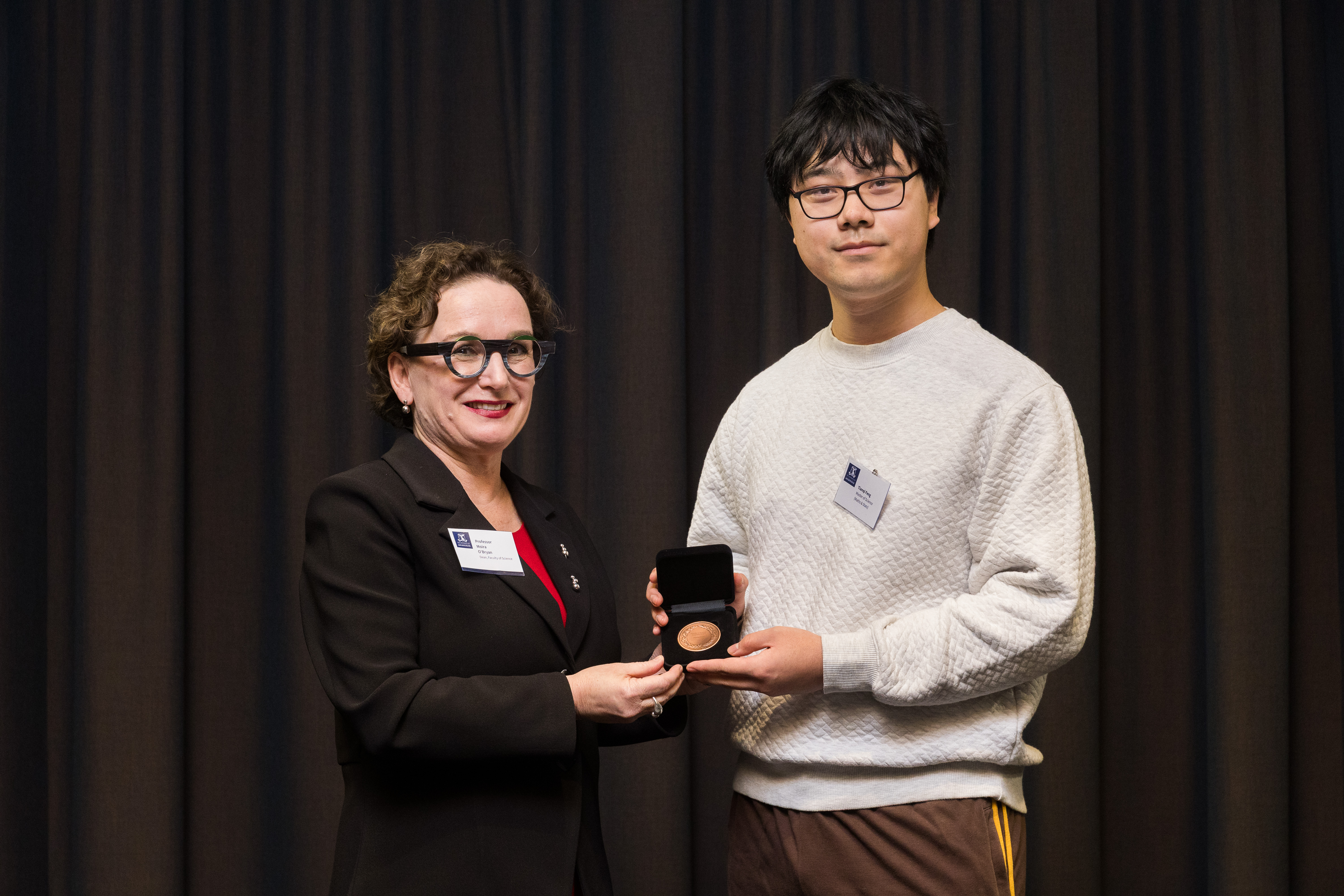 Tianqi Feng with Professor Prof Moira O'Bryan