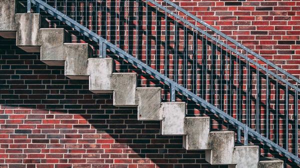 a staircase and bricks