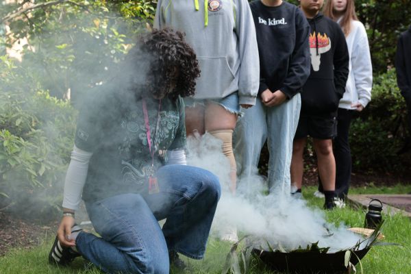 Student involved in Smoking Ceremony